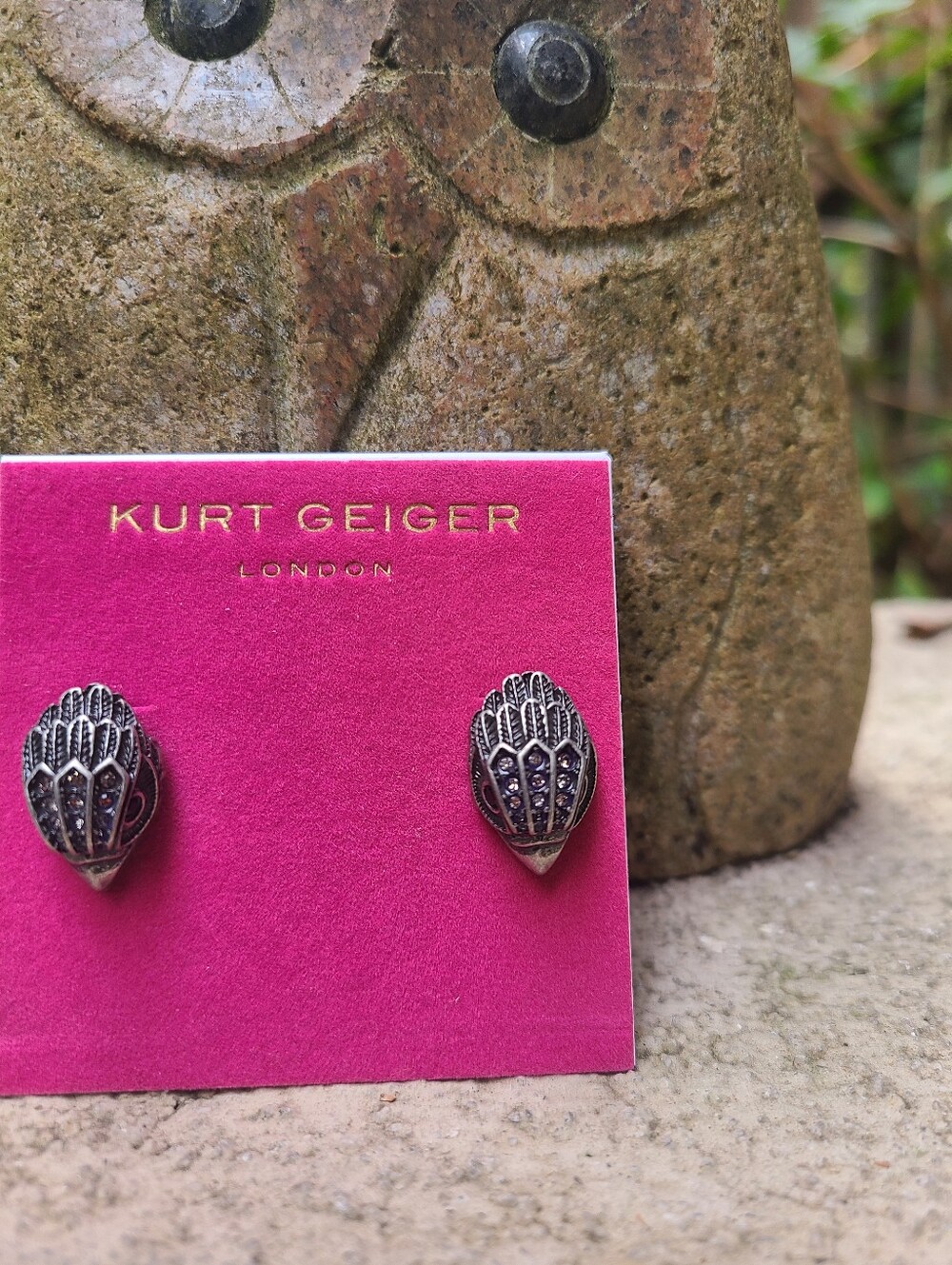 The Kurt Geiger London Gunmetal Eagle Head Stud Earrings NWT